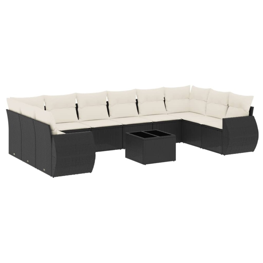 vidaXL Set canapele de grădină cu perne, 11 piese, negru, poliratan