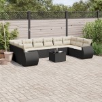 vidaXL Set canapele de grădină cu perne, 11 piese, negru, poliratan vidaXL Set canapele de grădină cu perne, 11 piese, negru, poliratan