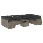 vidaXL Set canapele de grădină cu perne, 11 piese, gri, poliratan vidaXL Set canapele de grădină cu perne, 11 piese, gri, poliratan