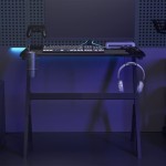 vidaXL Birou de gaming LED cu picioare în formă de Y negru 90x60x75 cm vidaXL Birou de gaming LED cu picioare în formă de Y negru 90x60x75 cm