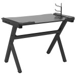 vidaXL Birou de gaming LED cu picioare în formă de Y negru 90x60x75 cm vidaXL Birou de gaming LED cu picioare în formă de Y negru 90x60x75 cm
