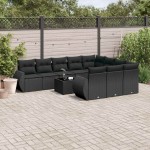vidaXL Set canapele de grădină cu perne, 11 piese, negru, poliratan vidaXL Set canapele de grădină cu perne, 11 piese, negru, poliratan
