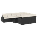 vidaXL Set canapele de grădină cu perne, 11 piese, negru, poliratan