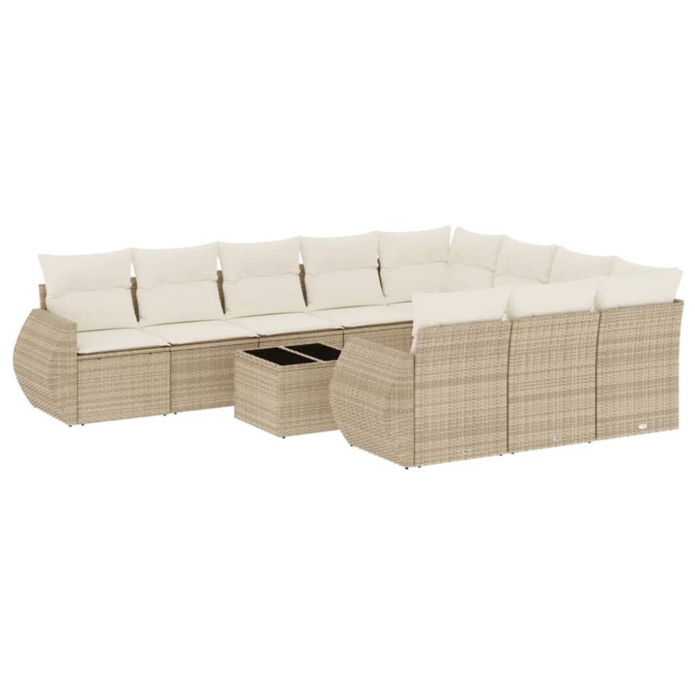 vidaXL Set canapele de grădină cu perne, 11 piese, bej, poliratan