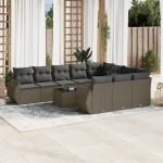 vidaXL Set canapele de grădină cu perne, 11 piese, gri, poliratan vidaXL Set canapele de grădină cu perne, 11 piese, gri, poliratan