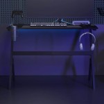 vidaXL Birou de gaming cu picioare formă Y, negru, 110x60x75 cm, LED