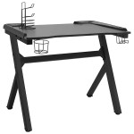 vidaXL Birou de gaming cu picioare formă Y, negru, 110x60x75 cm, LED