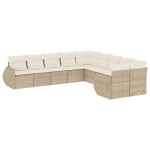 vidaXL Set canapele de grădină cu perne, 10 piese, bej, poliratan