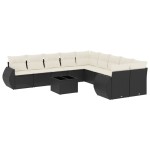 vidaXL Set canapele de grădină cu perne, 11 piese, negru, poliratan vidaXL Set canapele de grădină cu perne, 11 piese, negru, poliratan
