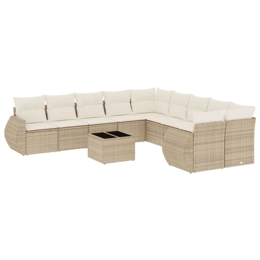 vidaXL Set canapele de grădină cu perne, 11 piese, bej, poliratan