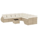 vidaXL Set canapele de grădină cu perne, 11 piese, bej, poliratan