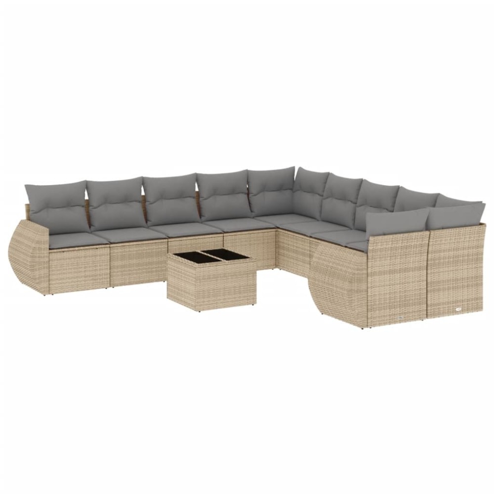 vidaXL Set canapele de grădină cu perne, 11 piese, bej, poliratan