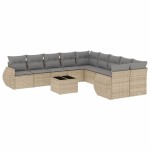 vidaXL Set canapele de grădină cu perne, 11 piese, bej, poliratan