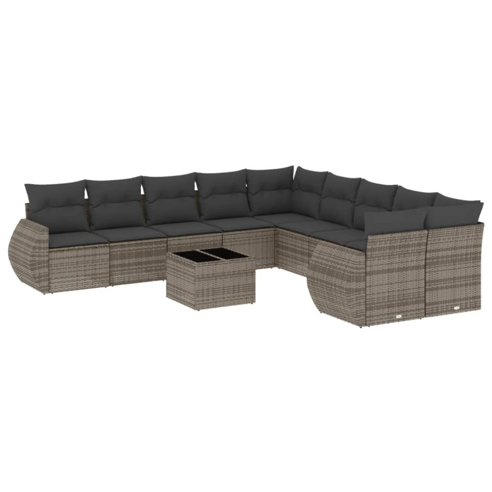 vidaXL Set canapele de grădină cu perne, 11 piese, gri, poliratan