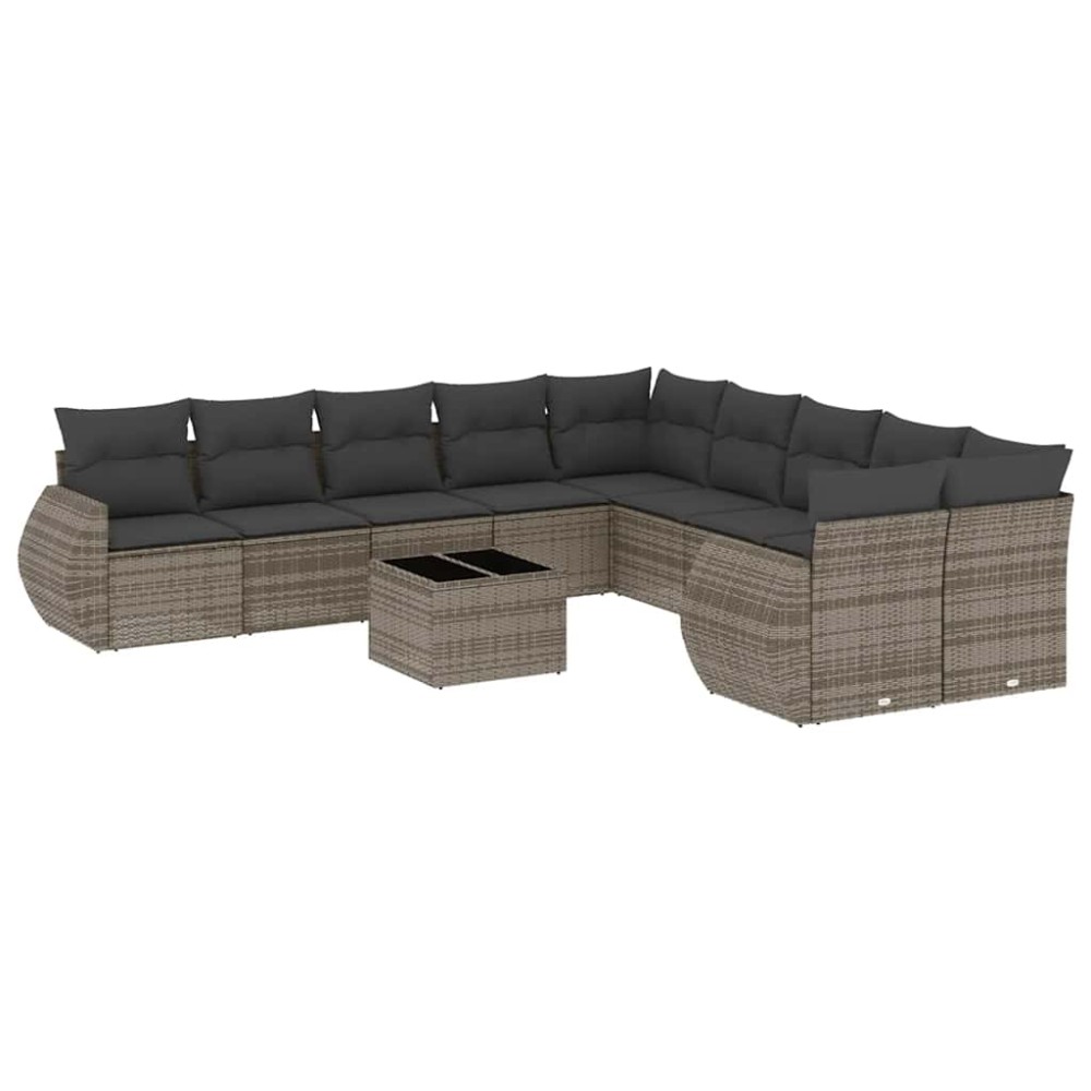vidaXL Set canapele de grădină cu perne, 11 piese, gri, poliratan
