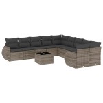 vidaXL Set canapele de grădină cu perne, 11 piese, gri, poliratan vidaXL Set canapele de grădină cu perne, 11 piese, gri, poliratan