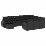 vidaXL Set canapele de grădină cu perne, 11 piese, negru, poliratan vidaXL Set canapele de grădină cu perne, 11 piese, negru, poliratan