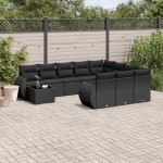 vidaXL Set canapele de grădină cu perne, 11 piese, negru, poliratan vidaXL Set canapele de grădină cu perne, 11 piese, negru, poliratan