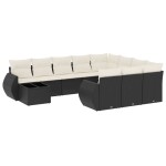 vidaXL Set canapele de grădină cu perne, 11 piese, negru, poliratan