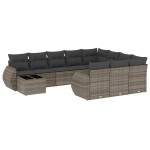 vidaXL Set canapele de grădină cu perne, 11 piese, gri, poliratan vidaXL Set canapele de grădină cu perne, 11 piese, gri, poliratan