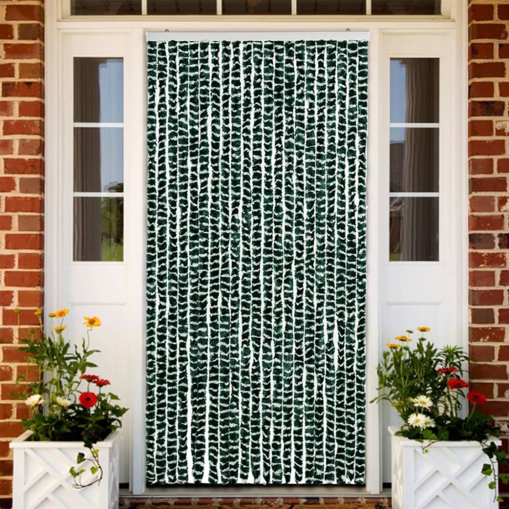 vidaXL Perdea pentru insecte, verde și alb, 90 x 220 cm, chenille