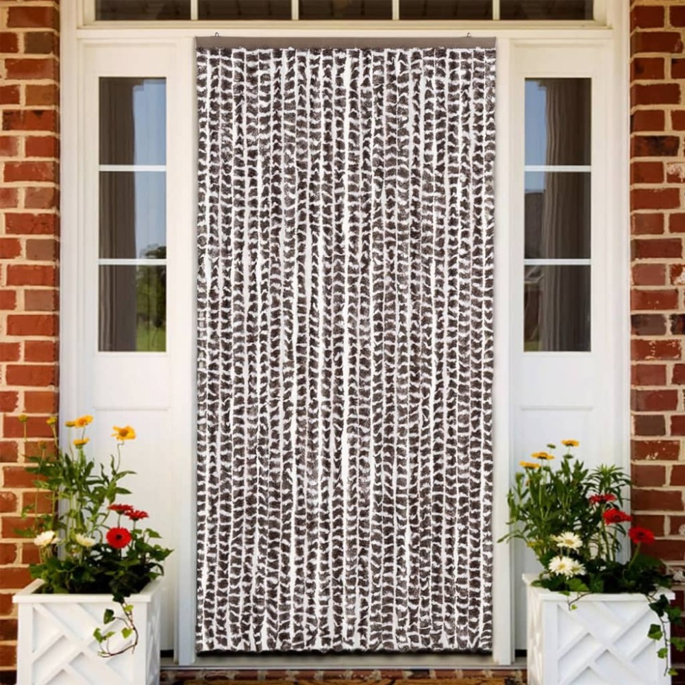 vidaXL Perdea pentru insecte, maro și alb, 100 x 220 cm, chenille