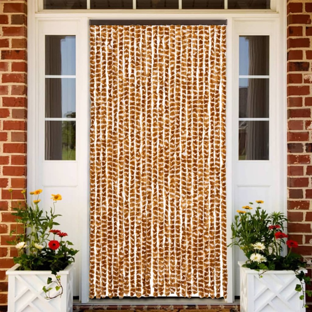 vidaXL Perdea pentru insecte, ocru și alb, 100 x 220 cm, chenille