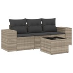 vidaXL Set canapea de grădină cu perne, 4 piese, gri deschis poliratan vidaXL Set canapea de grădină cu perne, 4 piese, gri deschis poliratan