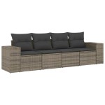 vidaXL Set canapea de grădină cu perne, 4 piese, gri, poliratan vidaXL Set canapea de grădină cu perne, 4 piese, gri, poliratan