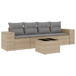 vidaXL Set canapele de grădină cu perne, 5 piese, bej, poliratan