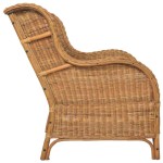 vidaXL Canapea cu pernă, maro deschis, ratan natural și in vidaXL Canapea cu pernă, maro deschis, ratan natural și in