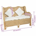 vidaXL Canapea cu 2 locuri, ratan natural și in