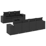 vidaXL Set mobilier de grădină cu perne, 8 piese, negru, poliratan