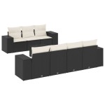 vidaXL Set mobilier de grădină cu perne, 8 piese, negru, poliratan vidaXL Set mobilier de grădină cu perne, 8 piese, negru, poliratan