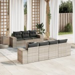 vidaXL Set mobilier de grădină cu perne, 8 piese gri deschis poliratan vidaXL Set mobilier de grădină cu perne, 8 piese gri deschis poliratan