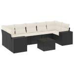 vidaXL Set mobilier de grădină cu perne, 8 piese, negru, poliratan vidaXL Set mobilier de grădină cu perne, 8 piese, negru, poliratan