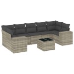 vidaXL Set mobilier de grădină cu perne, 8 piese gri deschis poliratan