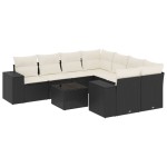 vidaXL Set mobilier de grădină cu perne, 9 piese, negru, poliratan
