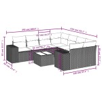 vidaXL Set mobilier de grădină cu perne, 9 piese, negru, poliratan