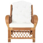 vidaXL Canapea cu pernă, maro deschis, ratan natural și in vidaXL Canapea cu pernă, maro deschis, ratan natural și in