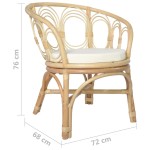 vidaXL Scaun de sufragerie cu pernă, ratan natural și in vidaXL Scaun de sufragerie cu pernă, ratan natural și in