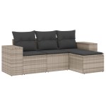vidaXL Set canapea de grădină cu perne, 4 piese, gri deschis poliratan vidaXL Set canapea de grădină cu perne, 4 piese, gri deschis poliratan