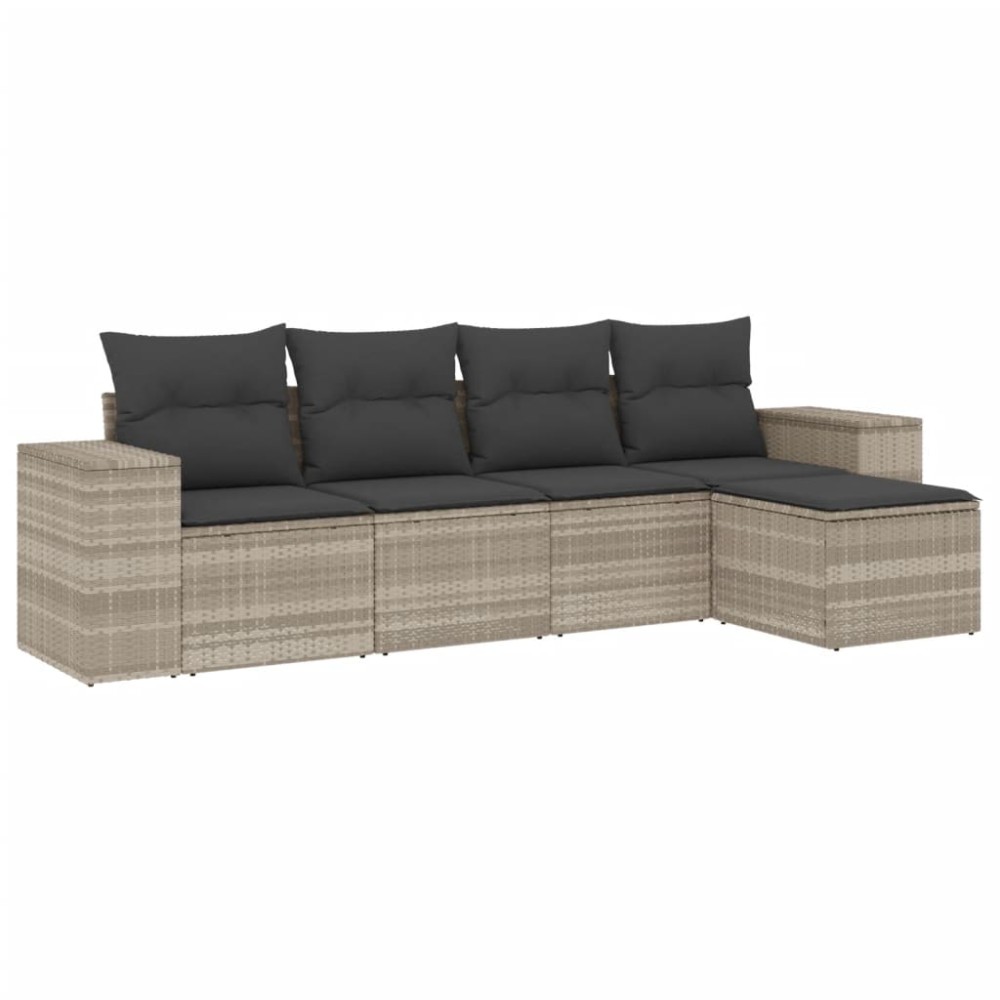 vidaXL Set canapele de grădină cu perne, 5 piese gri deschis poliratan