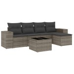 vidaXL Set mobilier grădină cu perne, 6 piese, gri, poliratan
