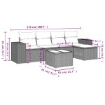 vidaXL Set mobilier grădină cu perne, 6 piese, gri, poliratan