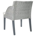 vidaXL Scaun de bucătărie cu pernă, gri, ratan natural vidaXL Scaun de bucătărie cu pernă, gri, ratan natural