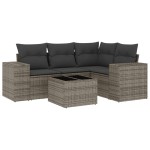 vidaXL Set canapea de grădină cu perne, 5 piese, gri, poliratan vidaXL Set canapea de grădină cu perne, 5 piese, gri, poliratan