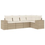 vidaXL Set canapele de grădină cu perne, 5 piese, bej, poliratan vidaXL Set canapele de grădină cu perne, 5 piese, bej, poliratan