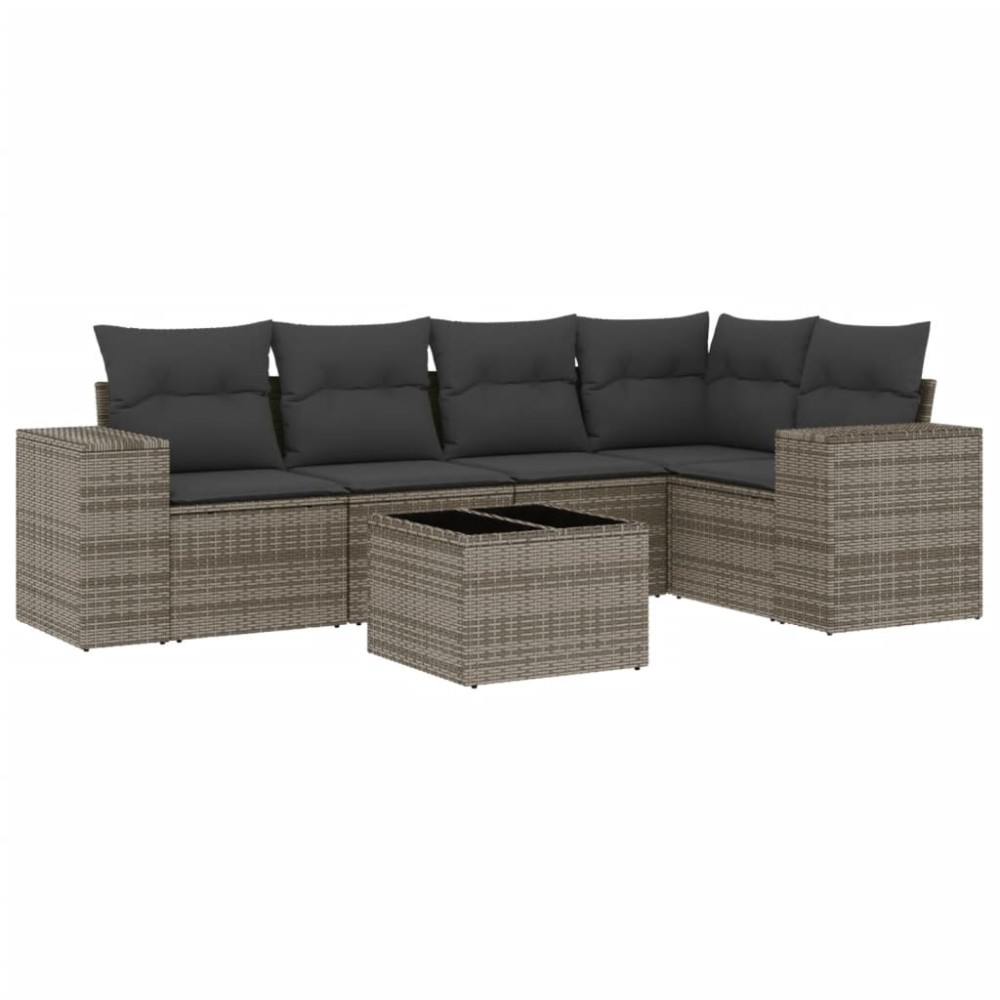 vidaXL Set mobilier grădină cu perne, 6 piese, gri, poliratan