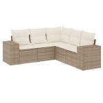 vidaXL Set canapele de grădină cu perne, 5 piese, bej, poliratan